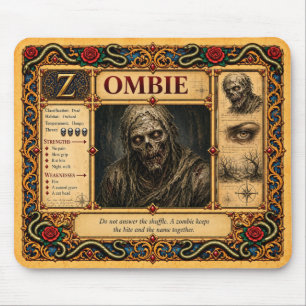 Zombie, mittelalterliche Bestiarien-Kunst Mousepad