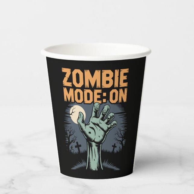 Zombie-Modus auf Beängstigendem Halloween-T-Shirt Pappbecher (Vorderseite)