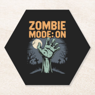 Zombie-Modus auf Beängstigendem Halloween-T-Shirt Untersetzer