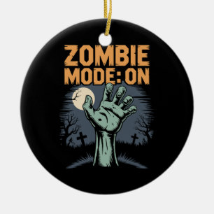 Zombie-Modus Ein Gruseliges Halloween T-Shirt Keramik Ornament