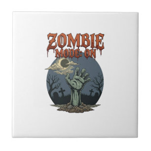 Zombie-Modus Halloween-Hand-Mond-Friedhof_1 Fliese
