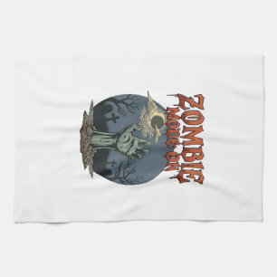 Zombie-Modus Halloween-Hand-Mond-Friedhof_1 Geschirrtuch