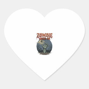 Zombie-Modus Halloween-Hand-Mond-Friedhof_1 Herz-Aufkleber