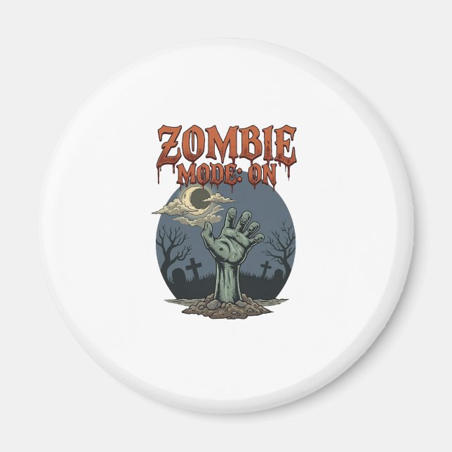 Zombie-Modus Halloween-Hand-Mond-Friedhof_1 Magnet (Vorne)