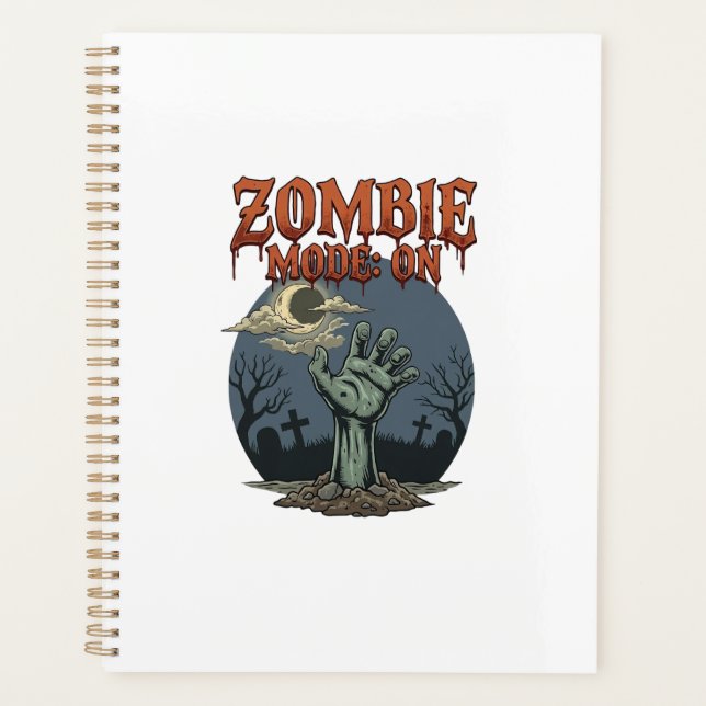 Zombie-Modus Halloween-Hand-Mond-Friedhof_1 Planer (Vorderseite)