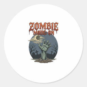 Zombie-Modus Halloween-Hand-Mond-Friedhof_1 Runder Aufkleber