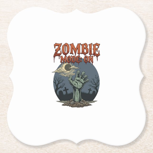 Zombie-Modus Halloween-Hand-Mond-Friedhof_1 Untersetzer (Vorderseite)