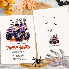 Zombie Monster Truck Kids Halloween Party Einladung
