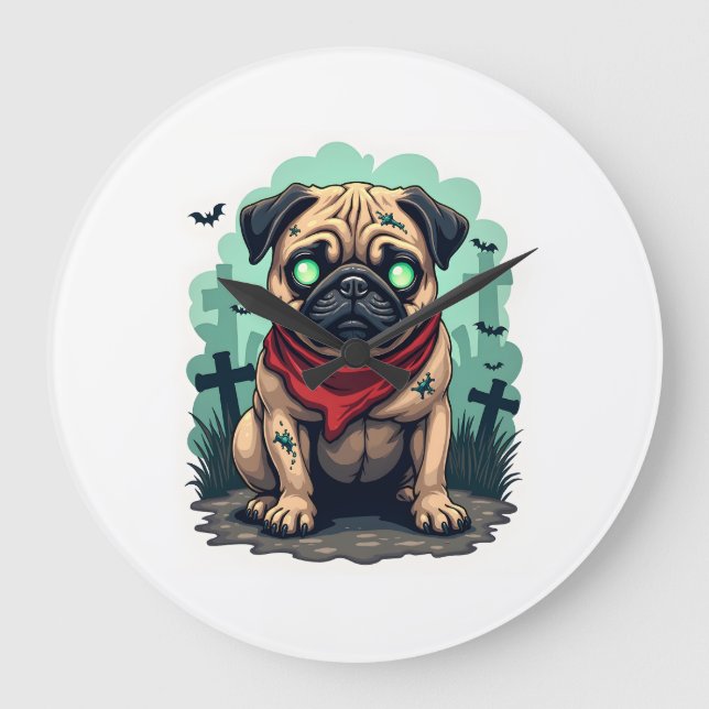 Zombie-Mops-Parade Große Wanduhr (Vorderseite)