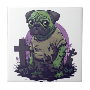 Zombie-Mops � Untoter lustiger Halloween-Hund Fliese