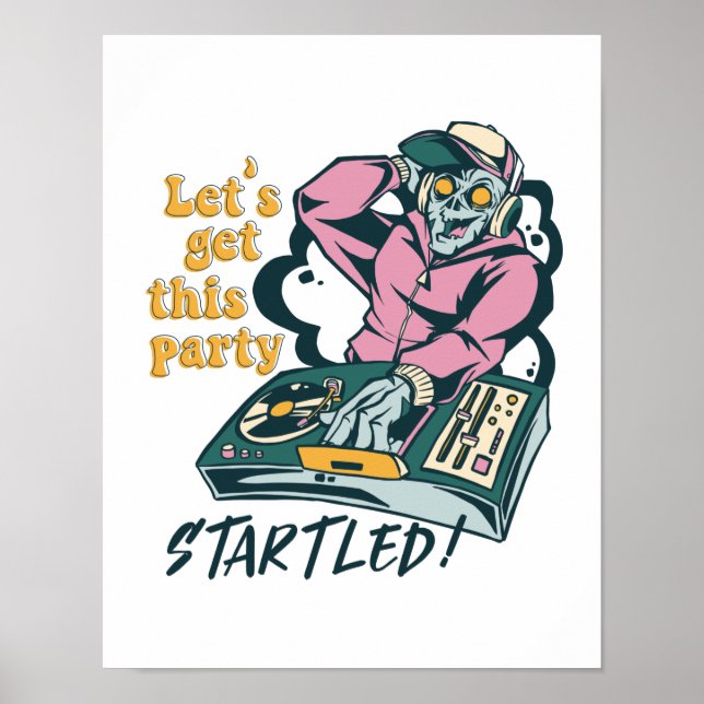 Zombie Music DJ Retro Halloween-Party Poster (Vorne)