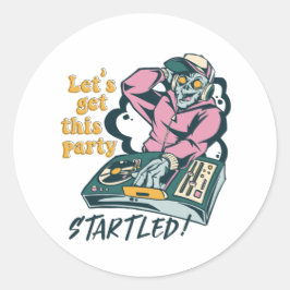 Zombie Music DJ Retro Halloween-Party Runder Aufkleber