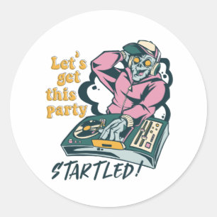 Zombie Music DJ Retro Halloween-Party Runder Aufkleber