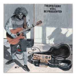 Zombie Musician Metal Music Fantasy Foto Print