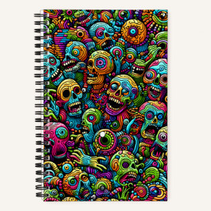Zombie-Muster in verschiedenen Farben Notizbuch