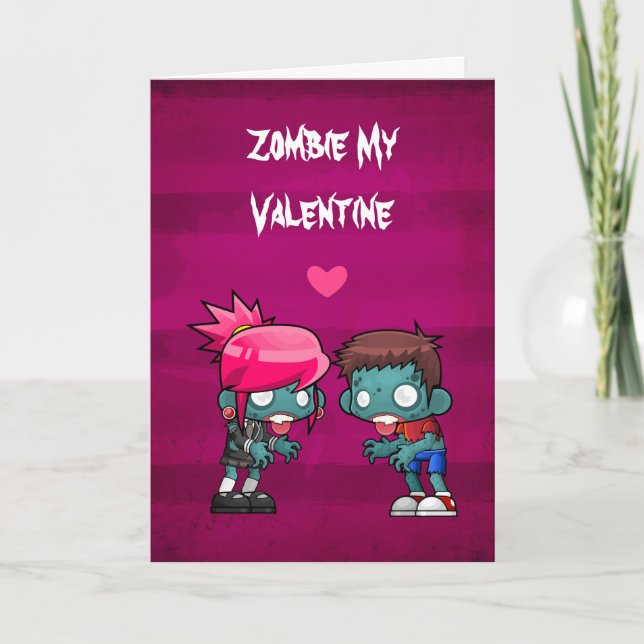 Zombie My Valentine Creepy Niedlich Feiertagskarte (Vorderseite)