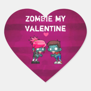 Zombie My Valentine Creepy Niedlich Herz-Aufkleber