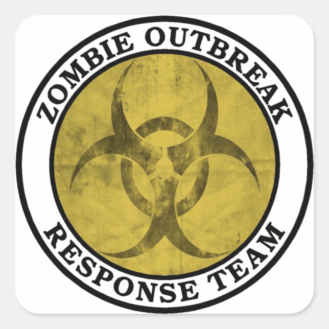 Zombie-Notfallteam (Biogefährdung) Quadratischer Aufkleber (Vorderseite)