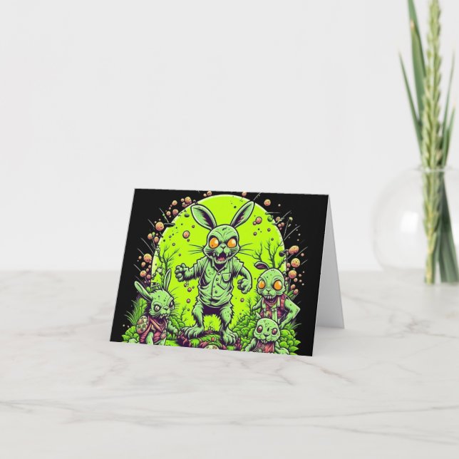 Zombie Oaster Bunny Feiertagskarte (Vorderseite)