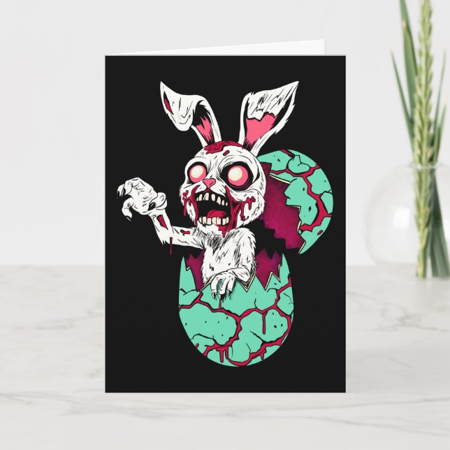 Zombie Oaster Bunny Feiertagskarte (Vorderseite)