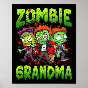 Zombie Oma Halloween Kostümfamilie Matching Poster
