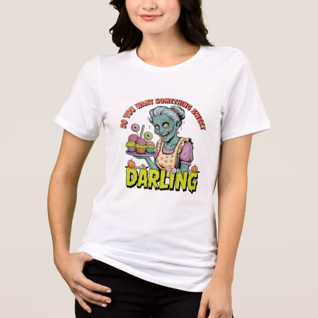 Zombie Oma - Sweet Halloween Darling Tri-Blend Shirt (Vorderseite)