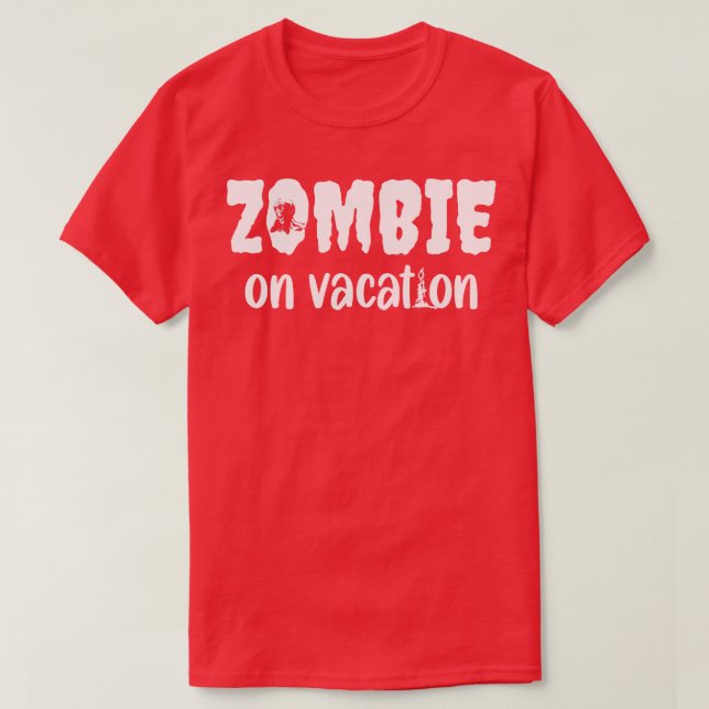 Zombie on Vacation Funny Halloween Design T-Shirt (Design vorne)