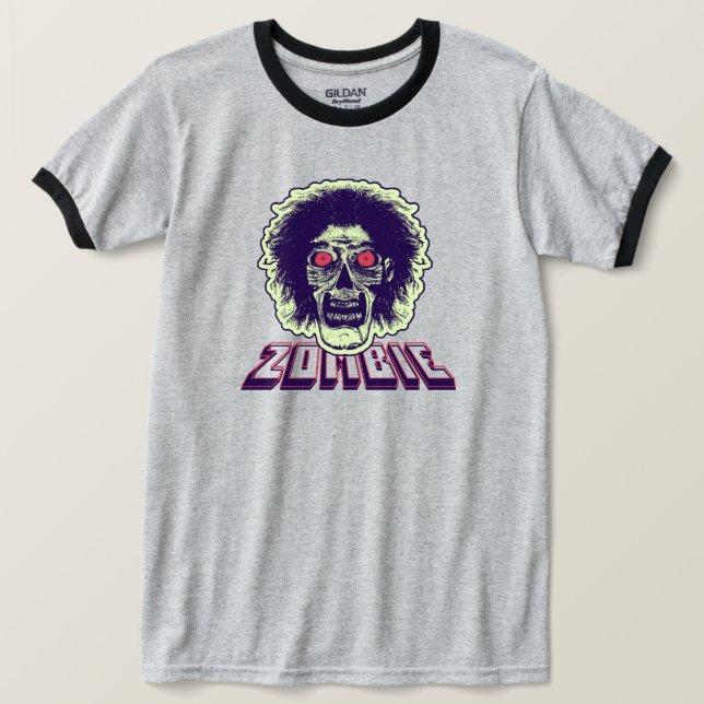 ZOMBIE Orange Eyes Green Hair T-Shirt (Design vorne)