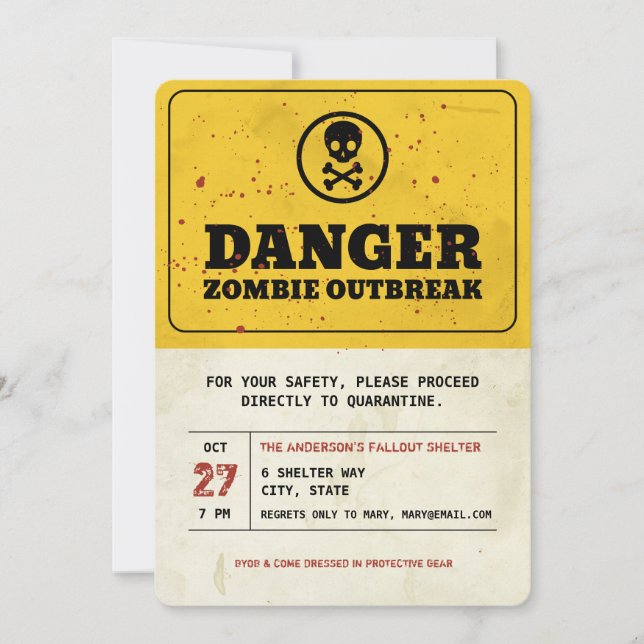 Zombie Outbreak Halloween-Party Einladung (Vorderseite)