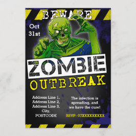Zombie Outbreak Halloween-Party Einladung Custom