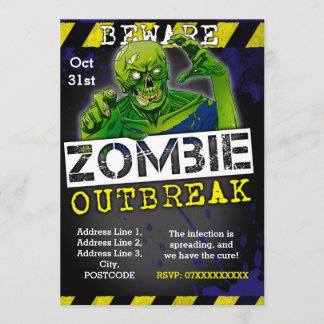 Zombie Outbreak Halloween-Party Einladung Custom