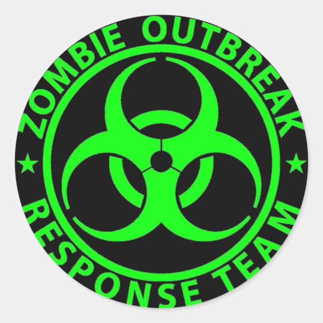 Zombie Outbreak Response Team Neon Green Runder Aufkleber (Vorderseite)