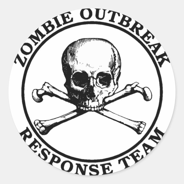 Zombie Outbreak Response Team (Schädelknochen) Runder Aufkleber (Vorderseite)