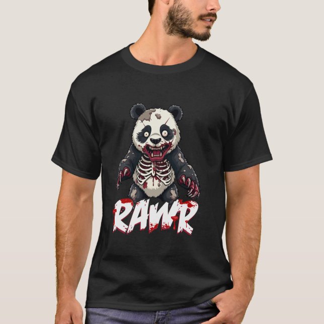 Zombie Panda, Creepy Dystopian Undead Panda Bear T-Shirt (Vorderseite)