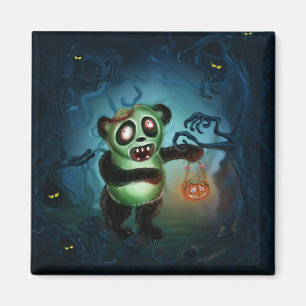 Zombie Panda Halloween Forest Magnet