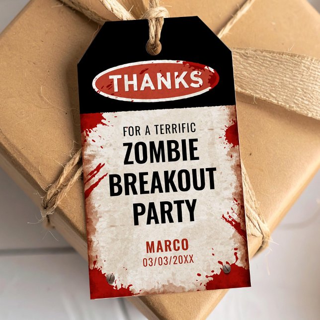 Zombie Party danken Ihnen mit rostigem Schild und  Geschenkanhänger (Von Creator hochgeladen)