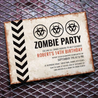 Zombie-Party-Einladungskarte mit Biosymbol