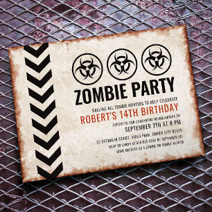 Zombie-Party-Einladungskarte mit Biosymbol Einladung