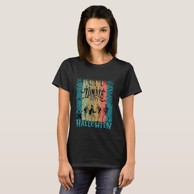 Zombie-Party, Halloween T-Shirt (Vorne ganz)