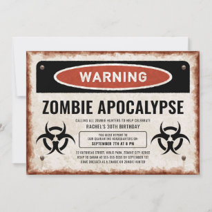 Zombie-Party mit Warnzeichen einladen Einladung