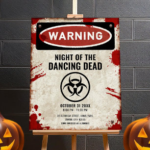 Zombie-Party-Schild mit Blut und Biogefährdungssym Poster