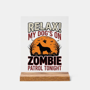 Zombie-Patrouillen-Hund Halloween Vintage-Stich De Acrylschild