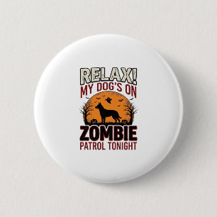 Zombie-Patrouillen-Hund Halloween Vintage-Stich De Button
