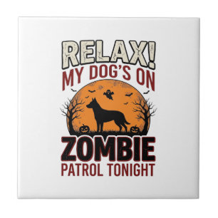 Zombie-Patrouillen-Hund Halloween Vintage-Stich De Fliese
