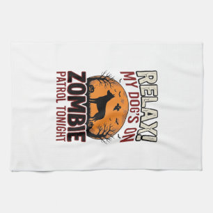 Zombie-Patrouillen-Hund Halloween Vintage-Stich De Geschirrtuch