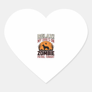 Zombie-Patrouillen-Hund Halloween Vintage-Stich De Herz-Aufkleber