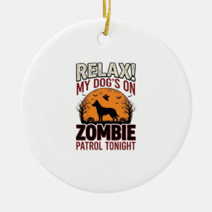 Zombie-Patrouillen-Hund Halloween Vintage-Stich De Keramik Ornament