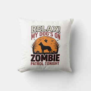 Zombie-Patrouillen-Hund Halloween Vintage-Stich De Kissen