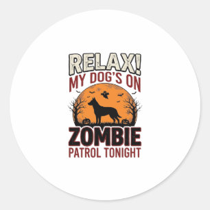 Zombie-Patrouillen-Hund Halloween Vintage-Stich De Runder Aufkleber