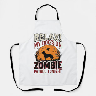 Zombie-Patrouillen-Hund Halloween Vintage-Stich De Schürze